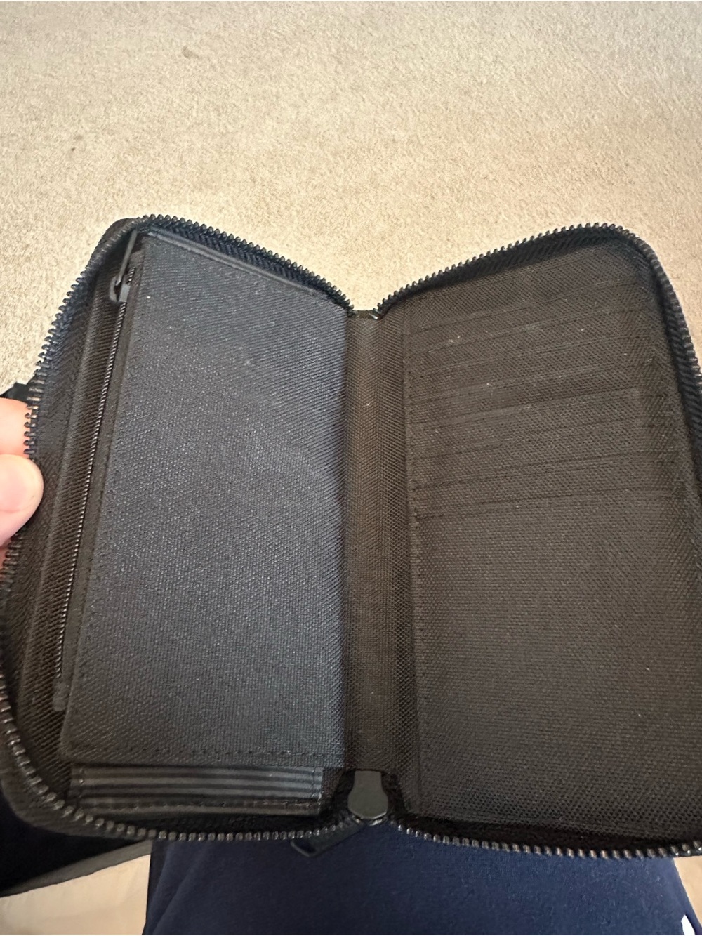 Men's Black Zip-Around Travel Wallet